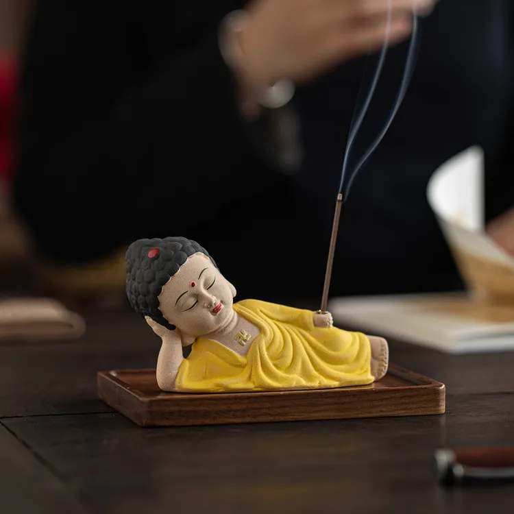 创意陶瓷卧佛小如来香插摆件家用室内线香座香薰炉茶室茶道香炉商品图