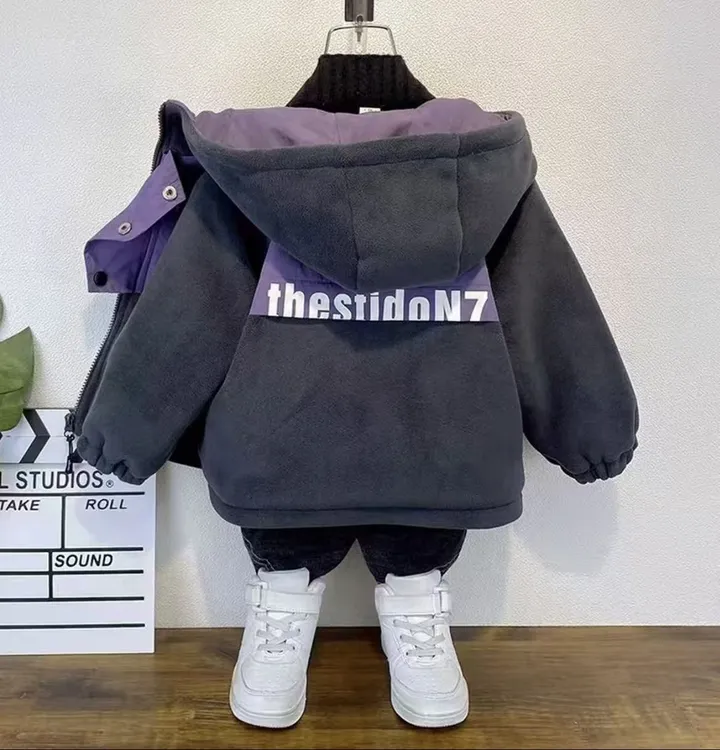 男女童秋冬加绒外套2025新款中小儿童加绒加厚摇粒绒宝宝冬季棉衣