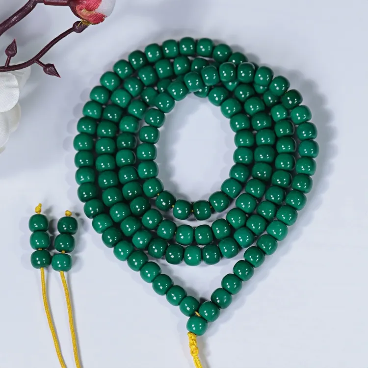 精品瓷高油绿地狱色系6mm老型珠108项链男女款多圈手链百搭毛衣链