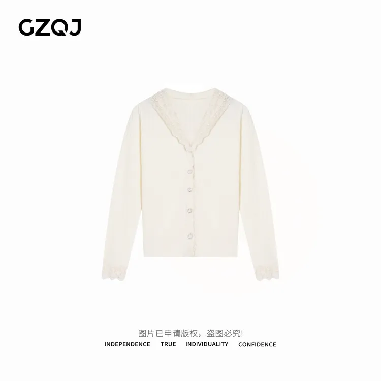 老琴私服【浪漫邂逅】2025新款法式温柔风蕾丝帽衫上衣女春季02507