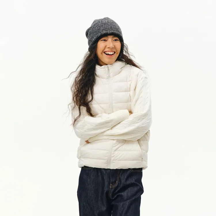 ATRY排骨羽绒服女冬季国潮牌户外加厚保暖设计感拼接毛织立领外套