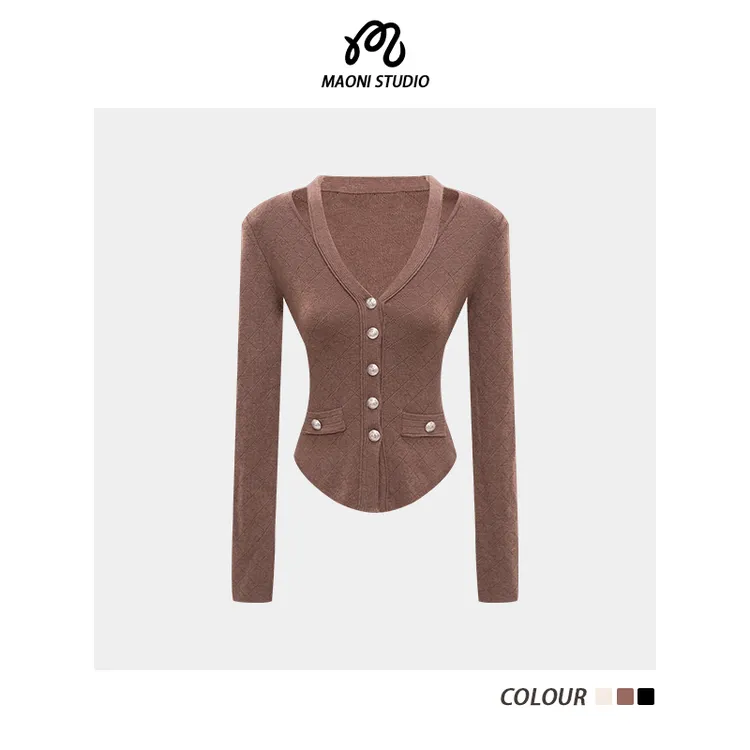 毛妮LADIESFIRST【菱光织梦】小香风千金感修身显瘦针织开衫L2444