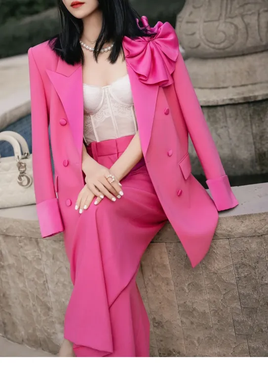 OUPAN 欧盼 深圳南油原创 高级感轻熟名媛气质花朵西服套装女983