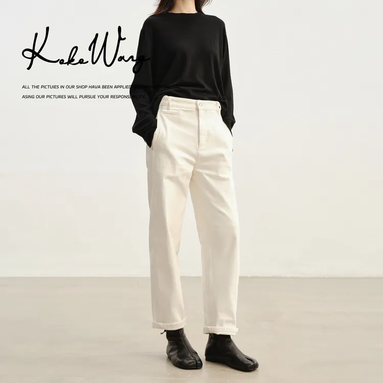 KOKO WANG秋冬新款进口土耳其高腰显瘦百搭汉麻牛仔裤N5465C19K01