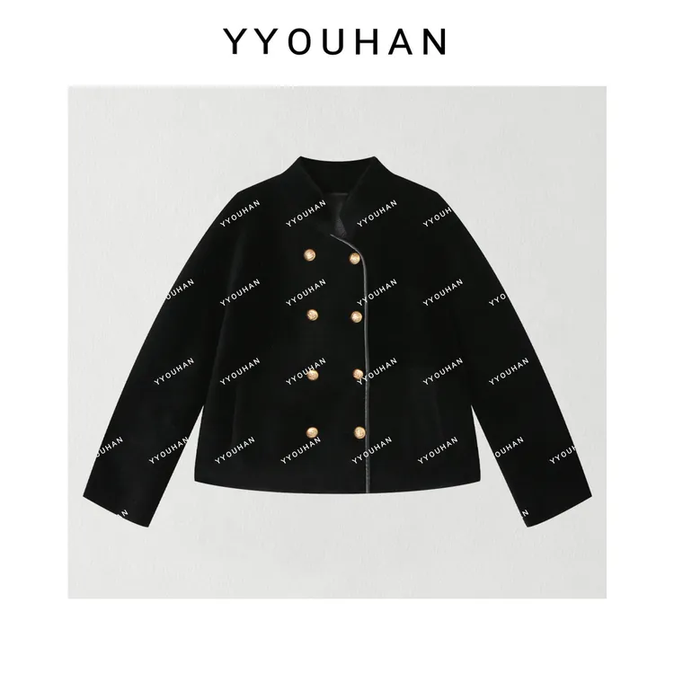 月月 年货小精致极简风烫金双排扣显瘦百搭平替外套 2511C8459