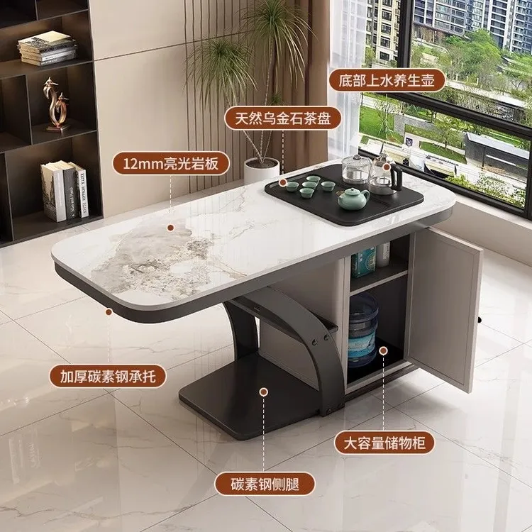 轻奢岩板阳台茶桌椅组合现代小户型茶几客厅家用小茶台烧水壶一体
