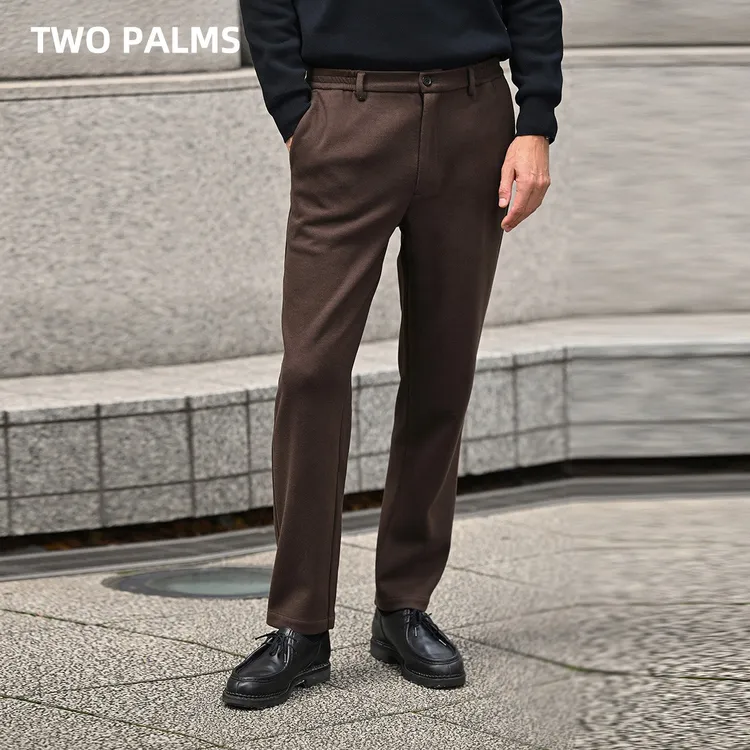 TWO PALMS 重磅针织毛呢冬季男士加厚复古老钱直筒休闲西裤保暖