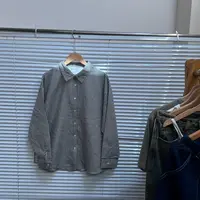 【美琪洋服】双层说纱复古港风休闲格子长袖衬衫
