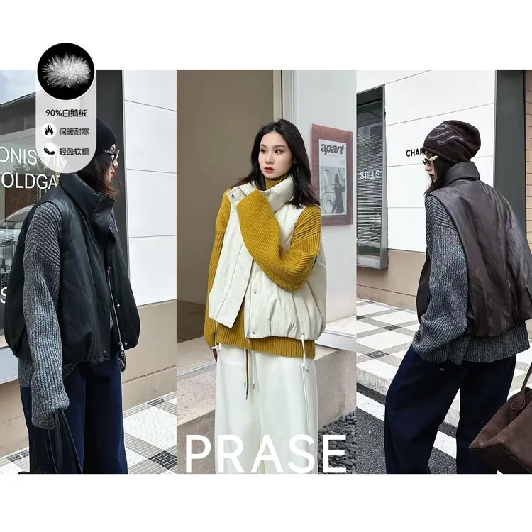 PRASE·噜【奶皮马甲】新国标鹅绒服复古保暖马甲皮羽绒外套PR510E04