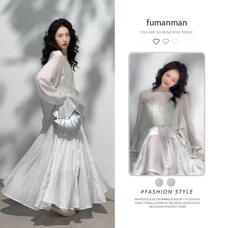 秋季韩系套装女2025新款小众时尚洋气上衣搭显瘦垂感半身裙两件套