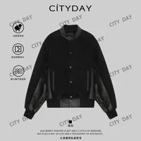 CityDay【楠哥】cleanfit的神·绵羊毛拼皮毛呢棒球夹克外套 990060