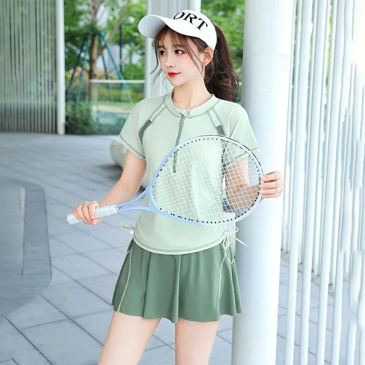 泳衣女士分体保守韩国少女小清风学生运动专业训练大码微胖游泳装