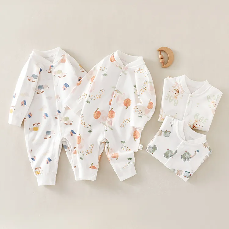 婴儿春秋款连体衣新生儿宝宝四季纯棉哈衣a类长袖爬服睡衣连体衣