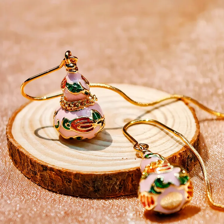黄铜珐琅耳饰 珐琅福禄（葫芦）耳饰