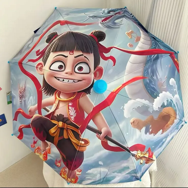 哪吒敖丙儿童雨伞宝宝幼儿园可爱超轻便上学男女童自动长柄太阳伞