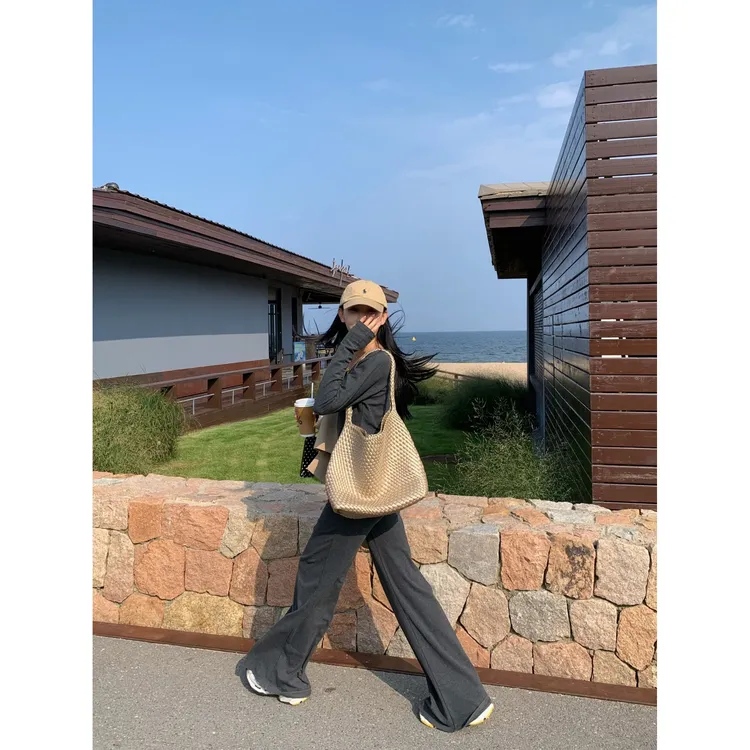 70不是七十【松弛纸片人】初秋韩系修身打底针织杉休闲阔腿裤套装