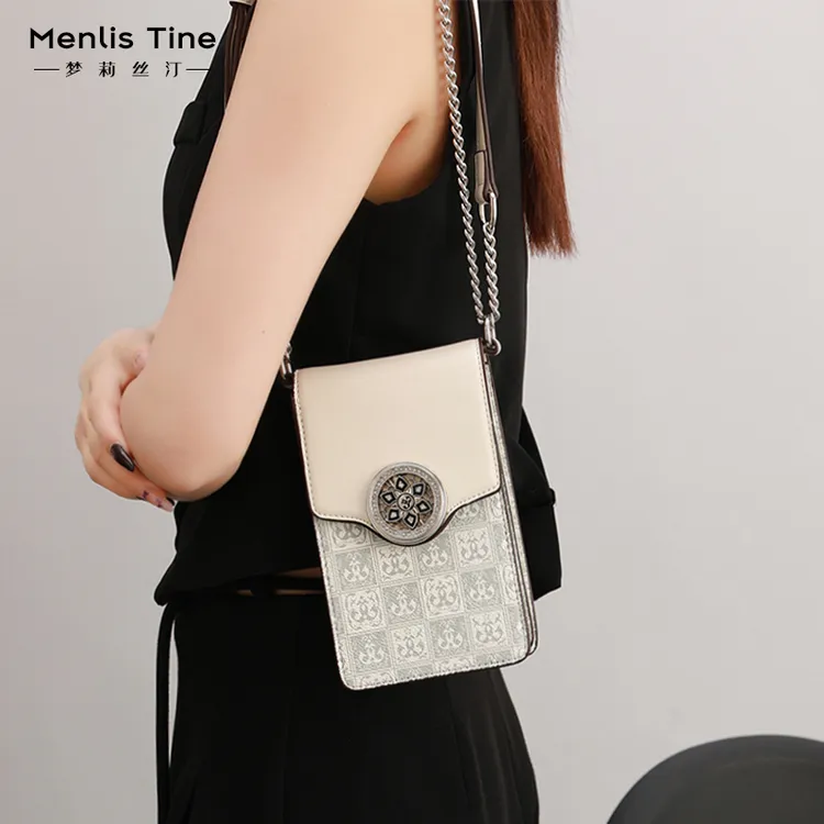 高级感撞色迷你小包包女2025新款休闲链条包单肩斜挎真皮手机包