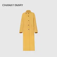 【黄昏晓】羊驼桑蚕丝小立领超大深度口袋长款双面羊毛大衣25001