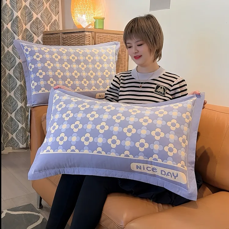 枕套一对48*74/纯棉纱布加厚单人学生成人情侣家用加大枕头套