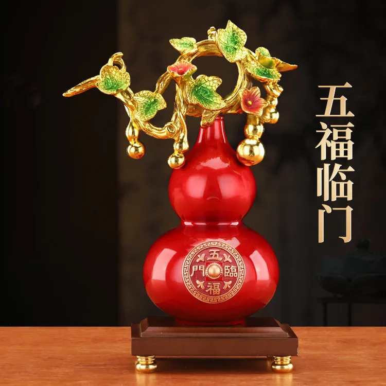 五福临门葫芦摆件高档新中式客厅酒柜电视柜装饰结婚乔迁新居礼品