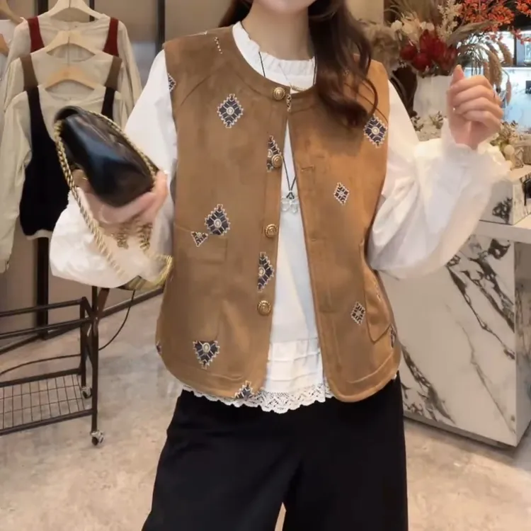 【锦瑟梧秋】女款外穿新款薄款洋气万能百搭小外套马甲LK2506196