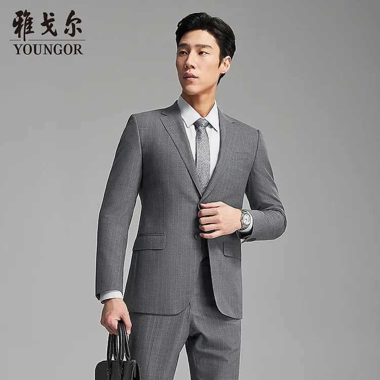 【50绵羊毛】雅戈尔秋季新款男士商务休闲隐条纹肌理感西服215146
