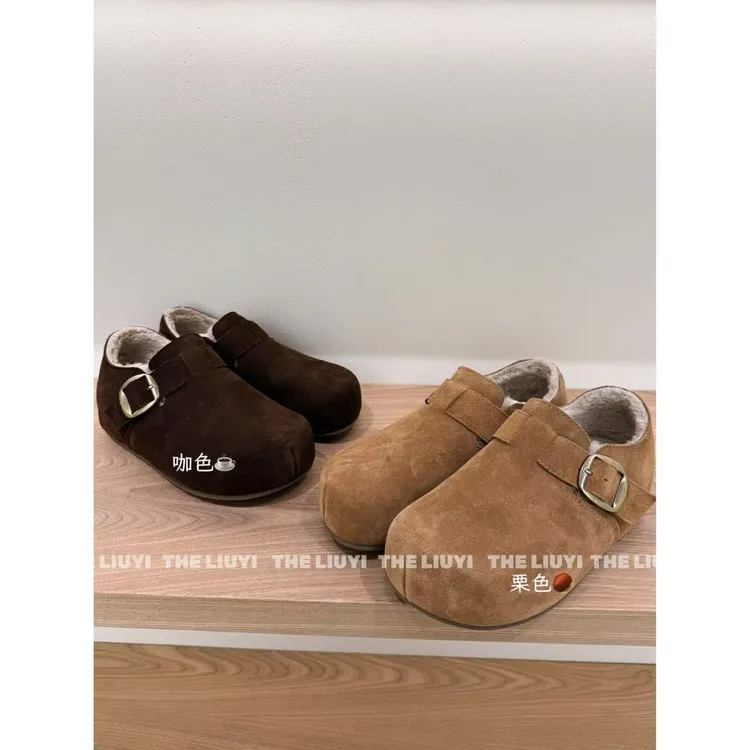 【LIUYI】复古内增高保暖皮扣圆头勃肯鞋2830