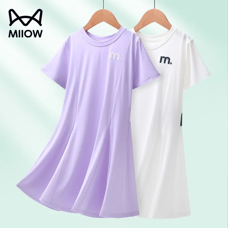 猫人女童连衣裙儿童夏季速干短袖裙2025新款女孩网球裙大童收腰裙