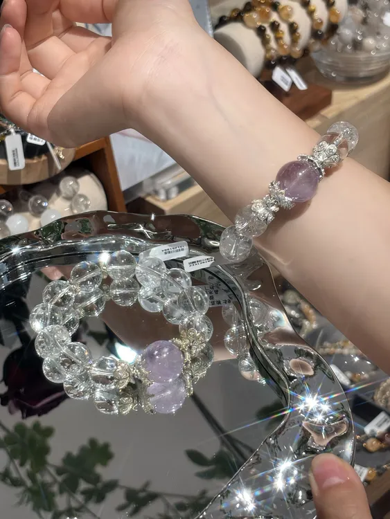 合金锆石手链 【紫藤之梦】原创小众设计紫色顶珠白水