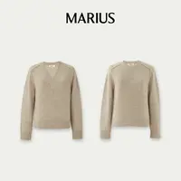 MARIUS“雪花酥”KVSS鄂尔多斯雪花肌理亲肤V领针织套衫