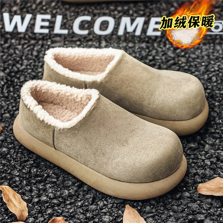 小土豆大头勃肯鞋男冬季爆款加绒加厚保暖懒人外穿一脚蹬毛毛棉鞋