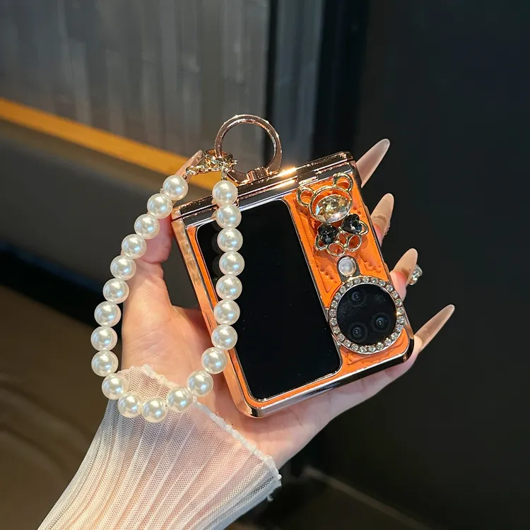 适用OPPOFindN3Flip手机壳N2Flip轻奢小香风电镀皮纹全包保护套