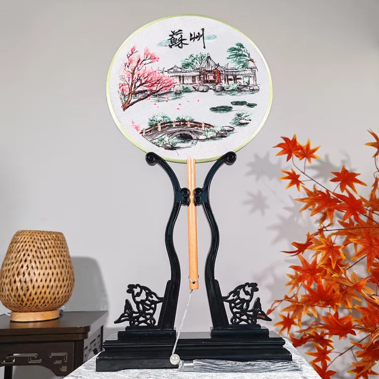 【江南水乡】圆扇苏州园林江南水乡双面刺绣古风团扇中国风特色礼品