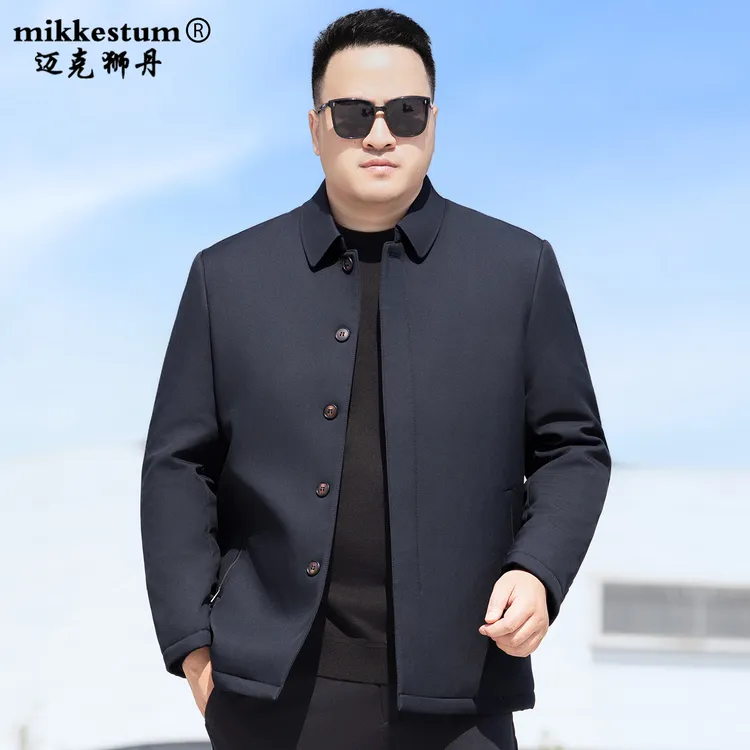 大码冬季翻领棉衣男胖人爸爸装保暖棉服加肥加大中年行政商务外套