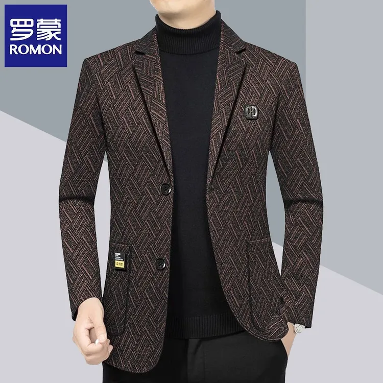罗蒙高档西服男2025秋季新款中年男士商务休闲小西装单西上衣外套