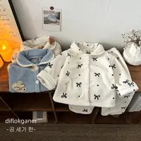 秋冬季儿童双面绒翻领家居服套装校服内搭软糯亲肤舒适保暖两件套