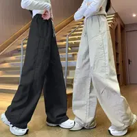 (水洗棉100%）女童春秋休闲卫裤潮流宽松百搭中大童常规工装裤韩版