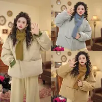 扣子家【海港晴空】配围脖 厚款棉服外套面包服保暖KM2477417