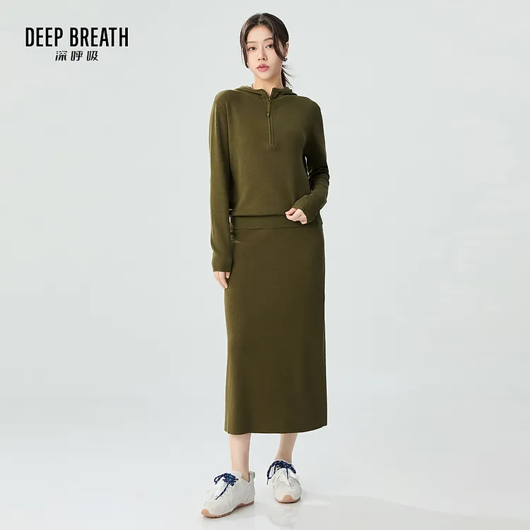 DEEP BREATH深呼吸女装新款连帽卫衣半裙套装女A301489-A200263-1