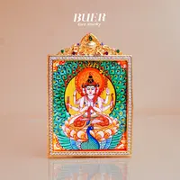 【不二】 大师手绘唐卡 • 孔雀大明王吊坠 5*4cm