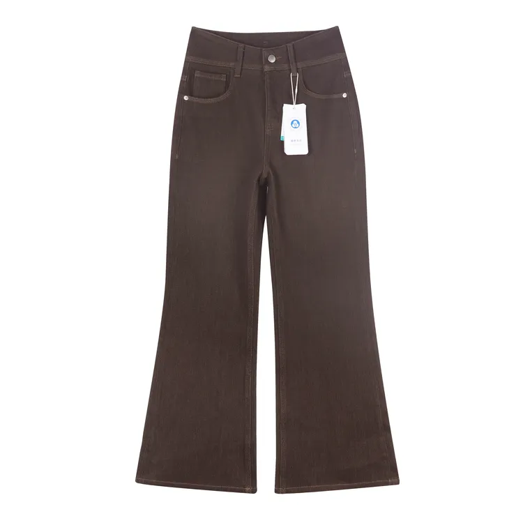 腰臀比的神-缪斯女神高腰V形四面弹拖地微喇牛仔裤