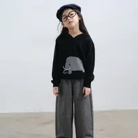 史豌豆女童高级配色小象连帽毛衣 Y4468
