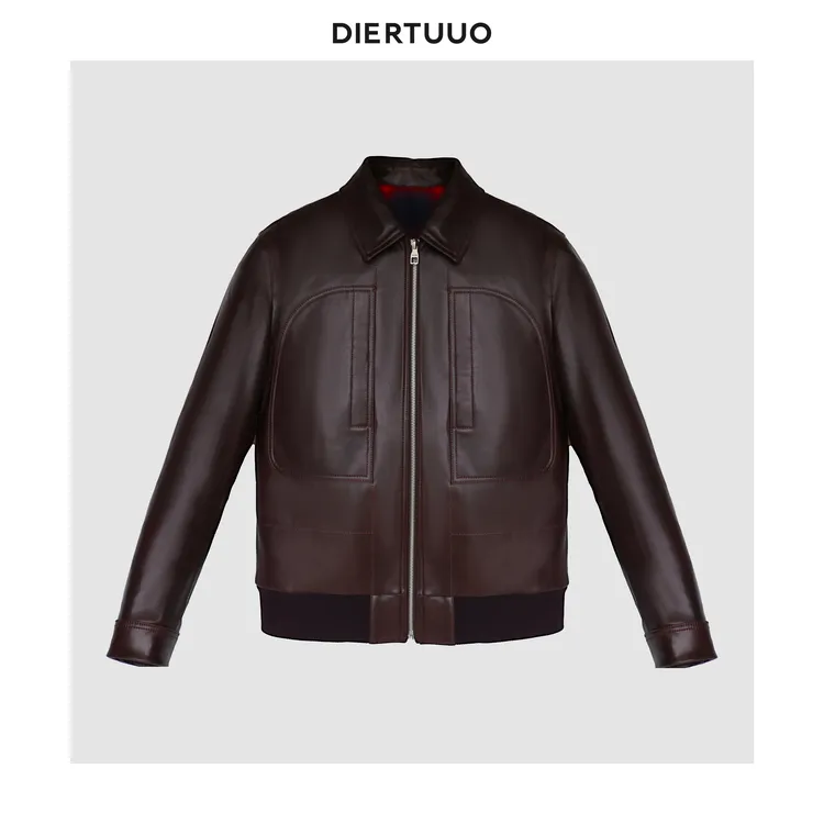 DIERTUUO迪途-68036山羊皮系列秋季经典时尚修身高奢复古皮衣外套