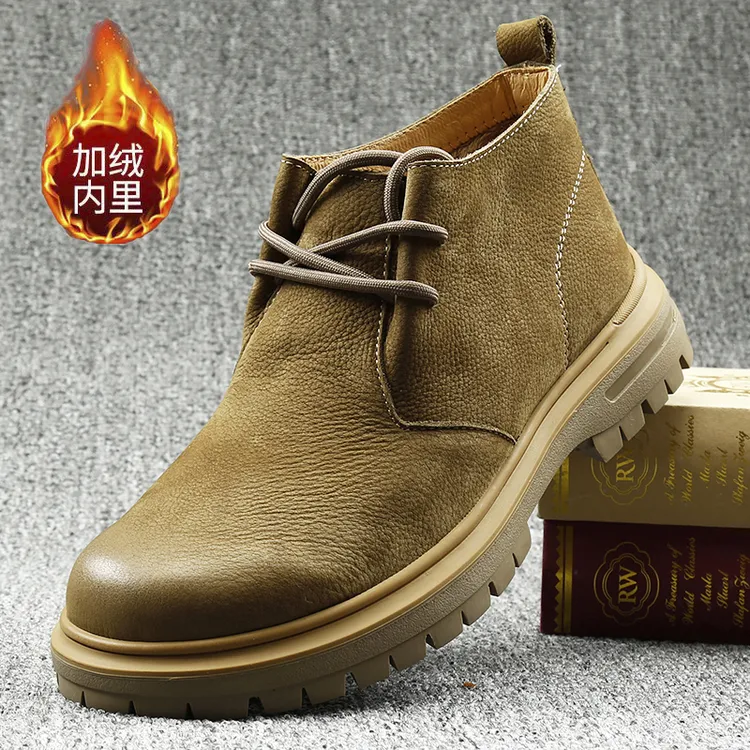新款男士马丁靴高级真皮牛皮短靴冬季加绒加厚防寒雪地靴防滑耐磨