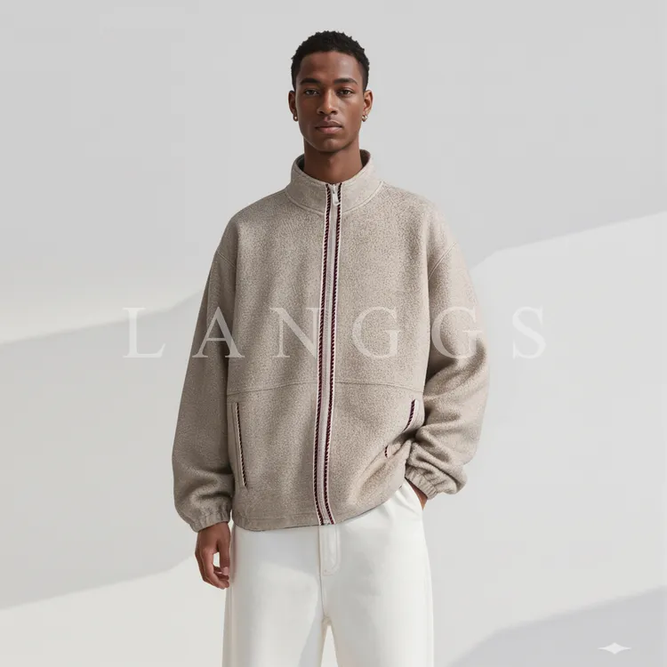 LANGGS&浪叔 25秋季羊毛混纺立领绒感夹克外套-FW5426