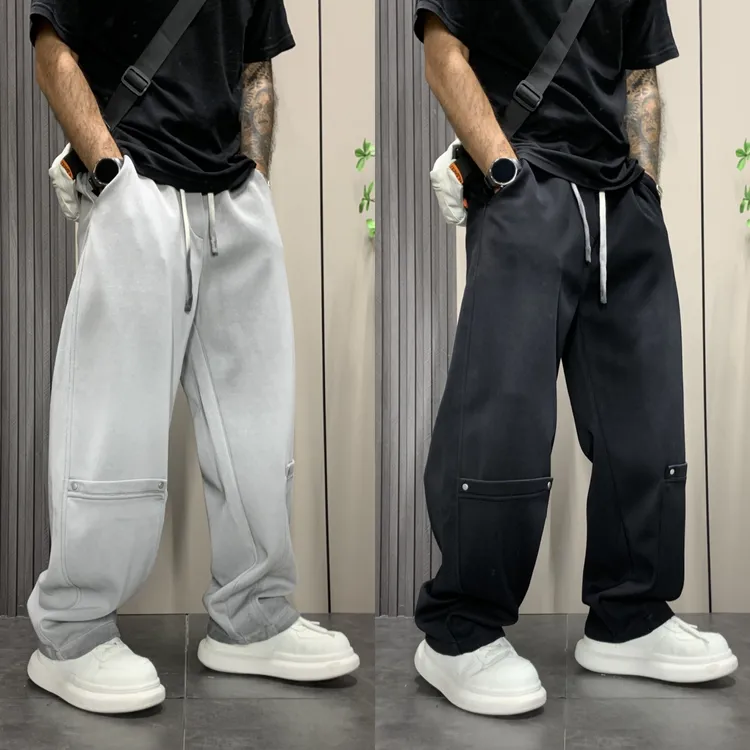 秋冬美式vintage风直筒脏脏裤男士潮流高级感裤子百搭男裤阔腿裤