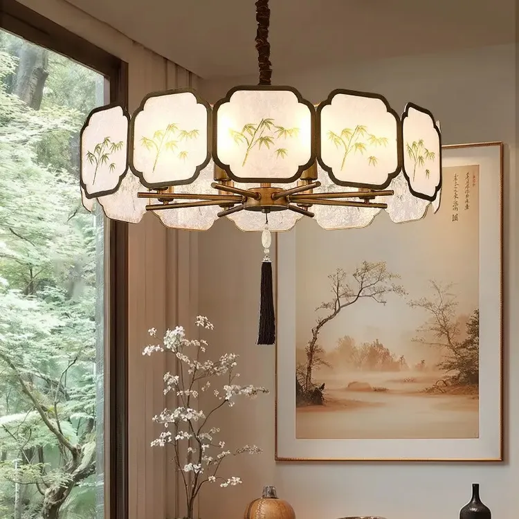 宋代美学客厅吊灯大气竹叶2025新款中国风设计师卧室餐厅大厅主灯