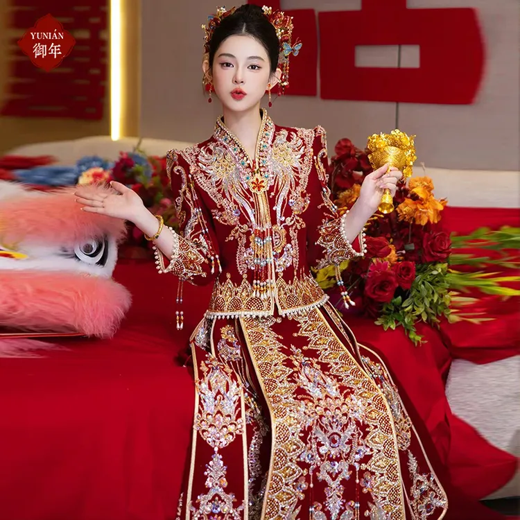 重工奢华秀禾服新娘结婚中式嫁衣2025秋冬新款婚服敬酒服大码出门