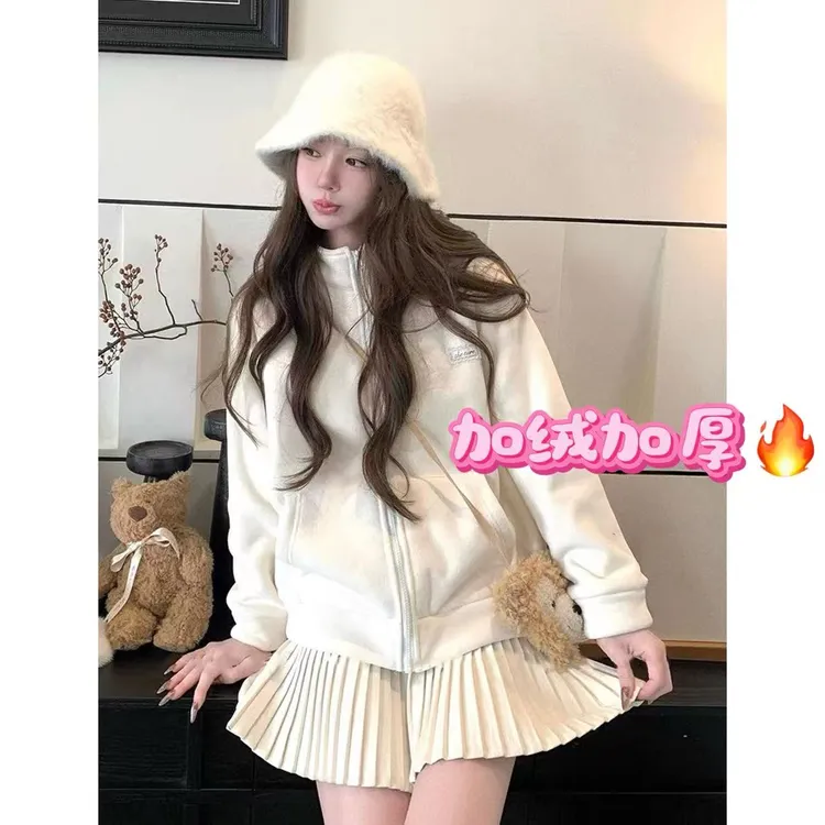 【小巧定制】XQ2799冬季新款韩系甜美显瘦百搭加绒加厚外套大码女装