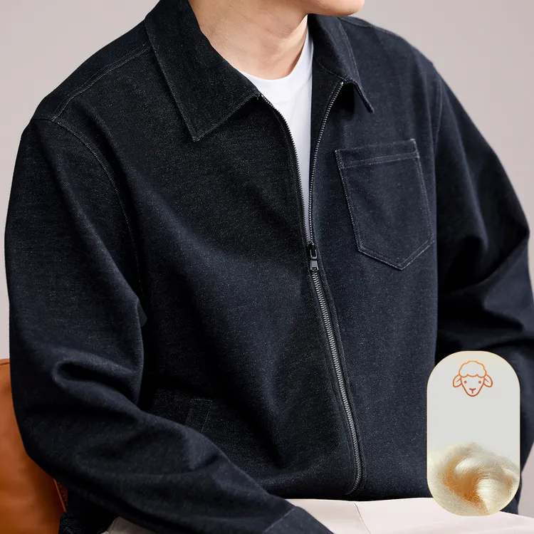 VIATEMSIARY轻奢男士牛仔外套宽松休闲秋冬新款翻领商务短款夹克